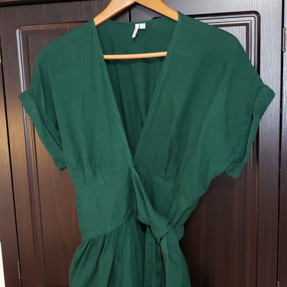 Seaside Tones Linen Kimono Wrap Dress - Picture 6 of 11